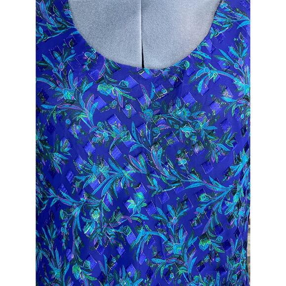 illusion dress tank tiered flutter front jacket purple blue green - Picture 6 of 16